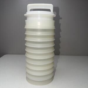 VintageTupperware Hamburger Press #1926 1/3 lb 12 Keeper Containers Sheer